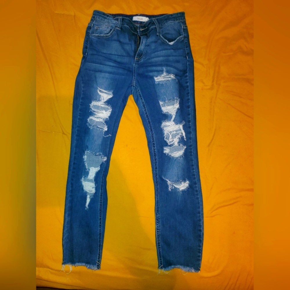 Cello Ripped Blue Skinny Jeans